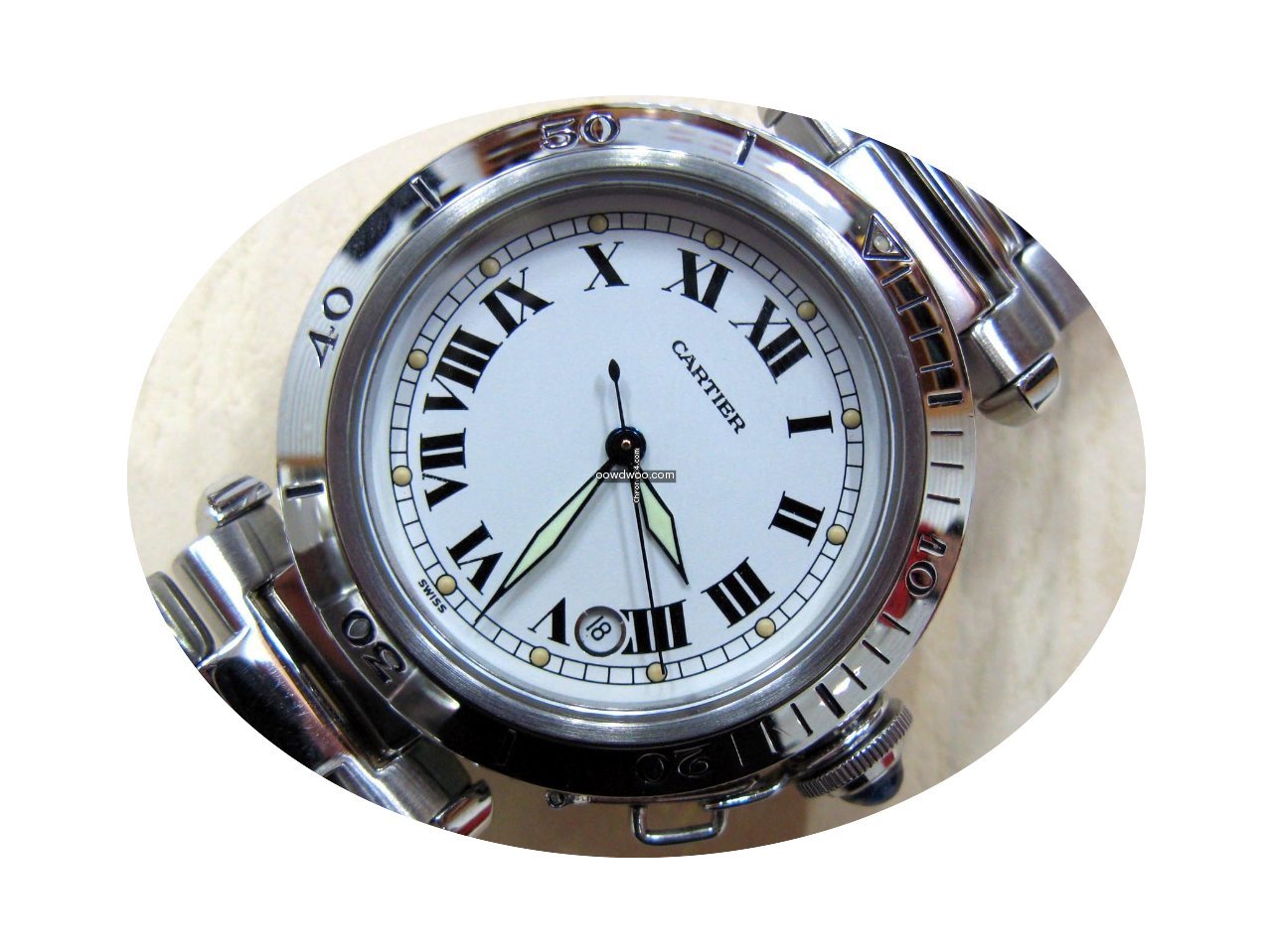 Cartier Pasha Ss Automatic Date Rare R40...