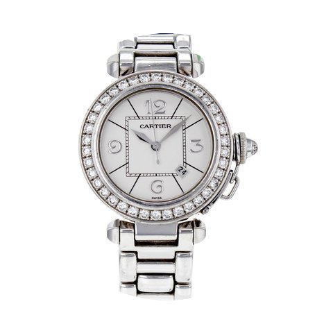 Cartier Pasha 32mm Wj1116m9 18k White Go...