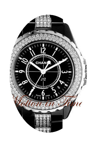 Chanel J-12 BLACK CERAMIC 33mm DIAMOND B...