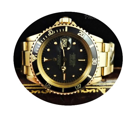 Rolex 1680 Submariner 18k YG Black Dial...