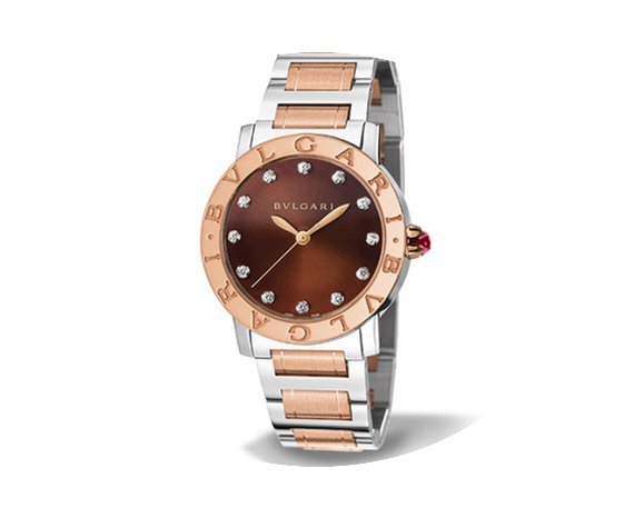 Bulgari Brown Lacquered Diamond Dial Sta...
