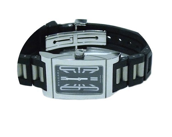 Bulgari Rettangolo Stainless Rubber Ladi...