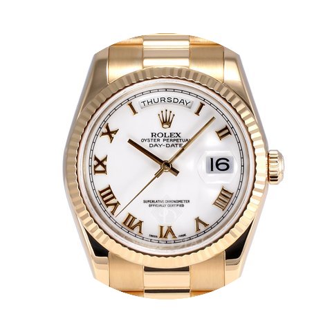 Rolex Day-Date Yellow Gold White Roman N...