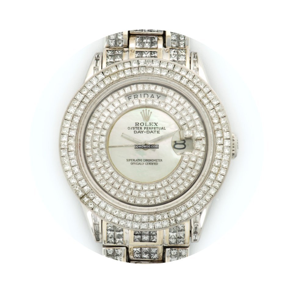 Rolex White Gold Day-Date Custom Diamond...