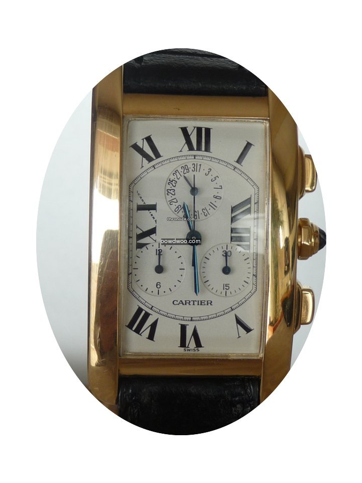 Cartier Tank Americaine 18 kt gold chron...