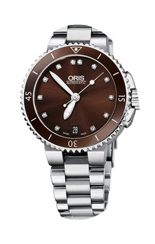 Oris Aquis Date Diamonds, Brown, Ceramic...