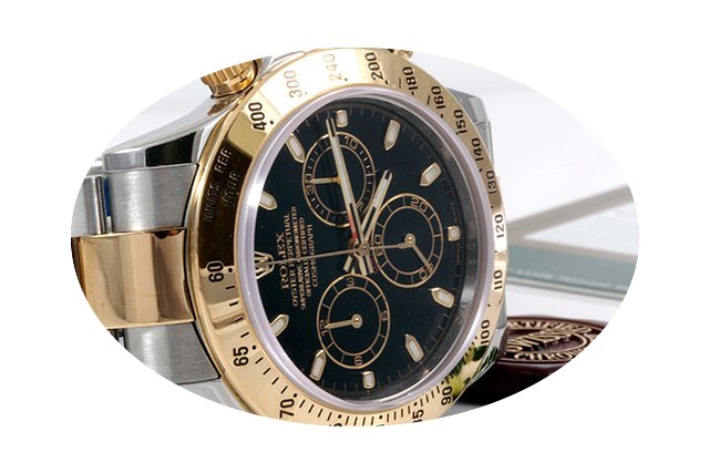 Rolex Mens 18K/SS Daytona - Black Dial -...