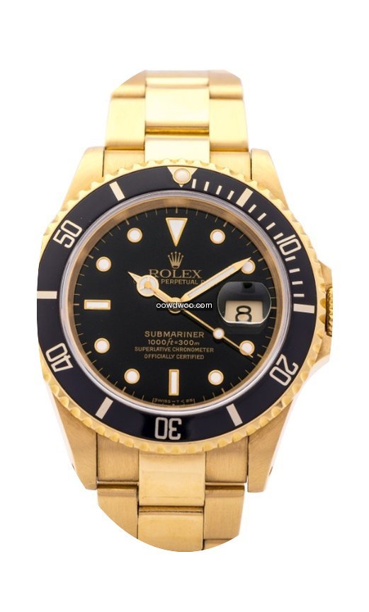 Rolex Submariner 16618 B&P Yellow Gold 1...