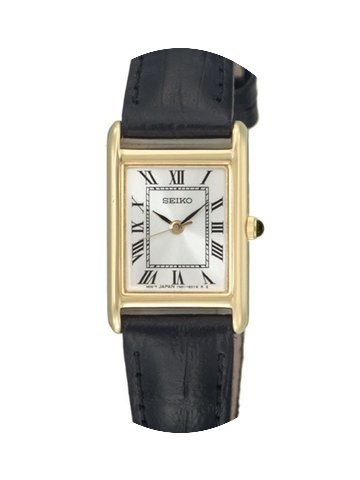 Seiko SXGN56P1 Damenuhr eckig gold schwa...