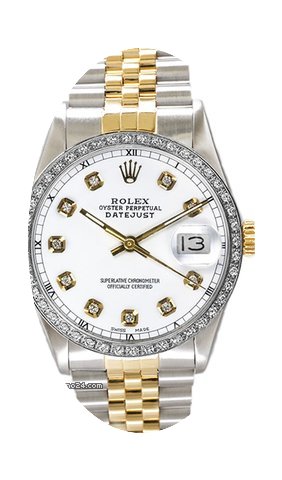 Rolex Men's Datejust Two Tone Custom Dia...