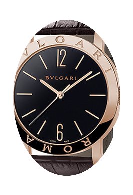 Bulgari ROMA Black Dial Brown Alligator ...