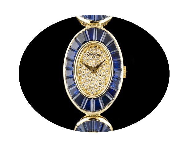 DeLaneau 18k Y/G Sapphire Set Case Pearl...