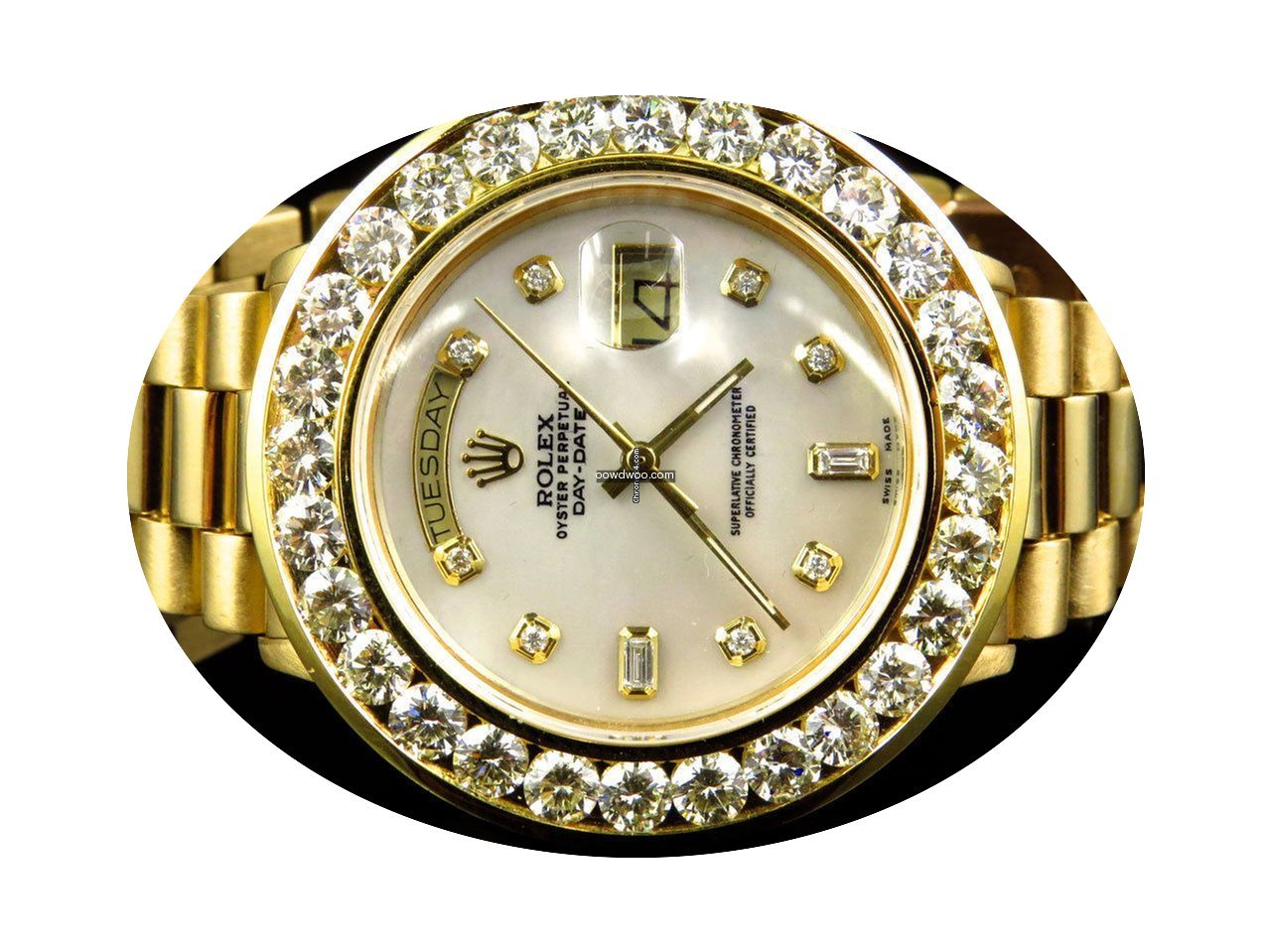 Rolex 18k Yellow Gold Mens Large Diamond...