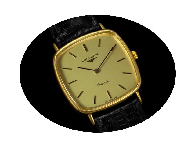 Longines Mens Cushion Dress Watch - 18K ...
