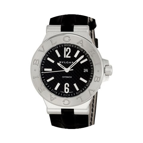 Bulgari Diagono Black Dial Black Alligat...