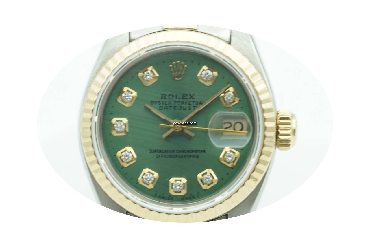 Rolex Datejust 26mm two tone Green Diamo...