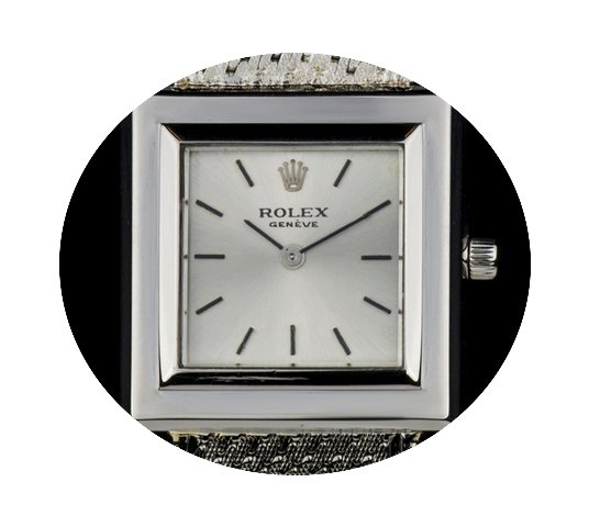 Rolex 18k White Gold Silver Dial Square ...