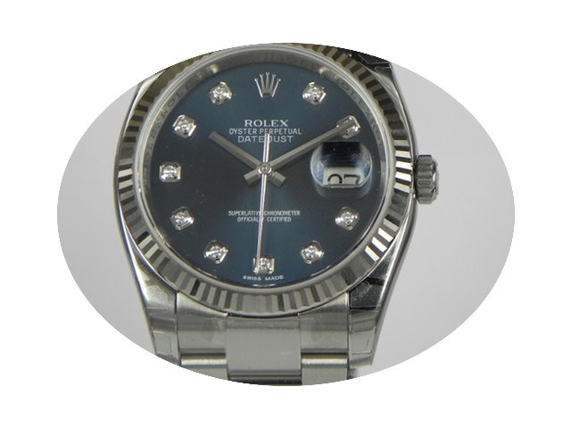 Rolex DATEJUST GHIERA ORO BIANCO BLU DIA...