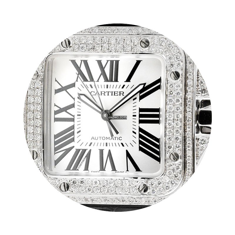 Cartier Santos 100 Large Diamond Set Whi...