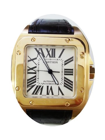 Cartier Santos 100 Yellow Gold XL Watch ...