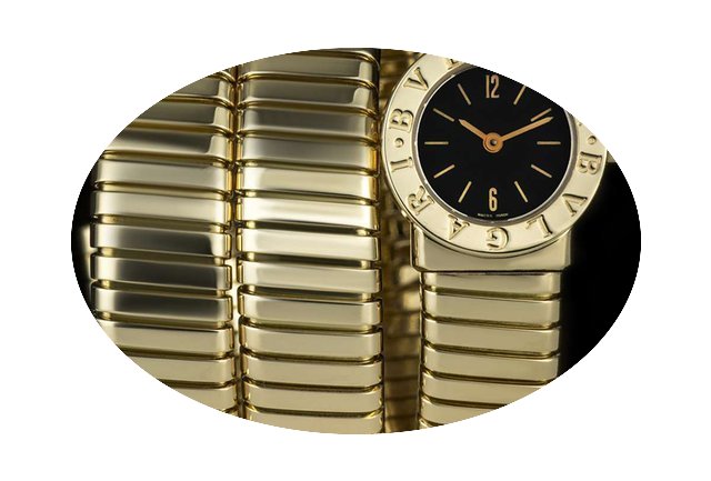 Bulgari 18k Yellow Gold Black Dial Tubog...