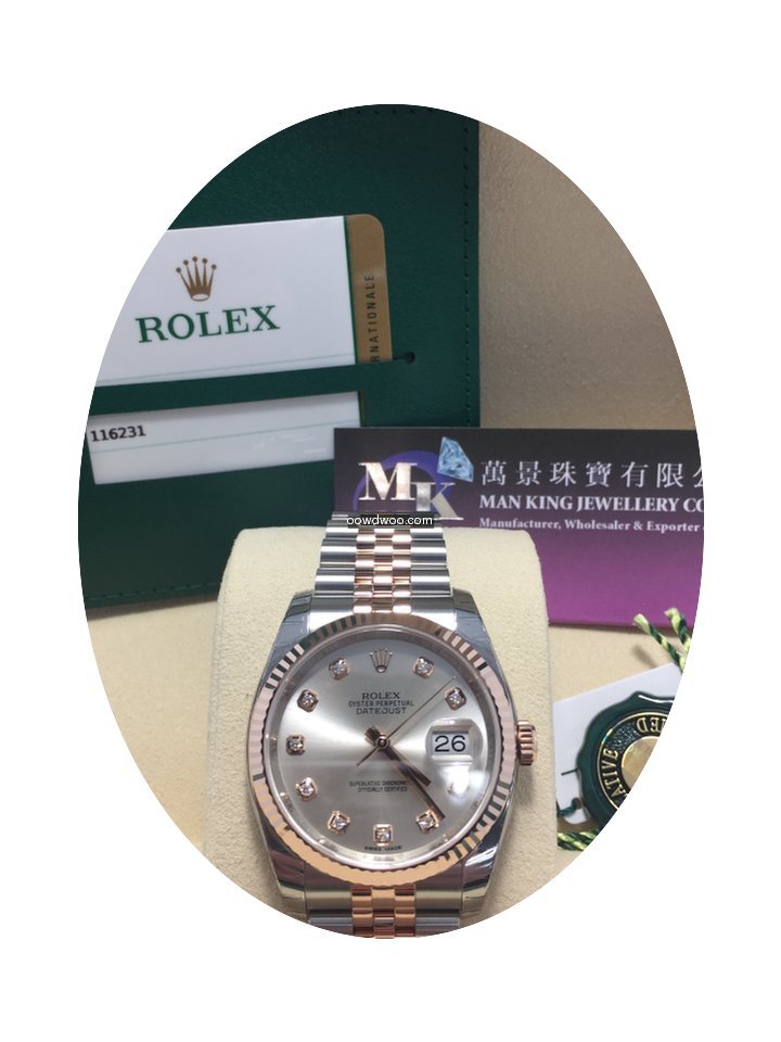 Rolex 116231G Datejust 36 Silver Diamond...