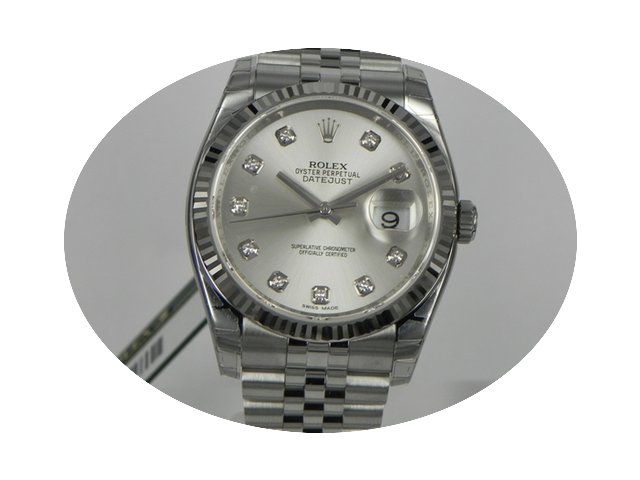 Rolex DATEJUST 36 MM SILVER DIAMOND WHIT...