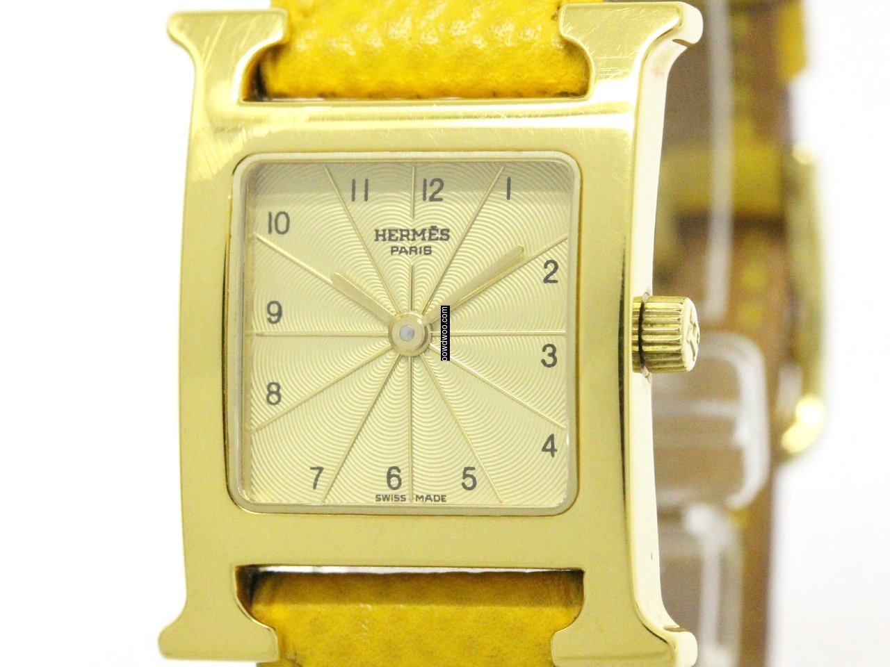Hermès H Watch Gold Plated Leather Quar...