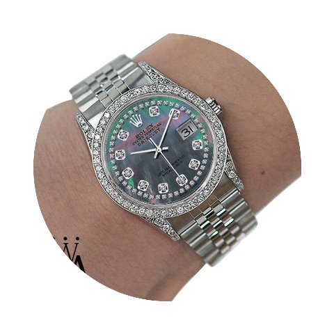 Rolex Datejust 36mm Black Mother Of Pear...