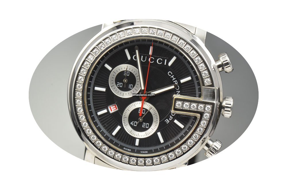 Gucci G-Chrono XL Diamond Bezel Steel Qu...