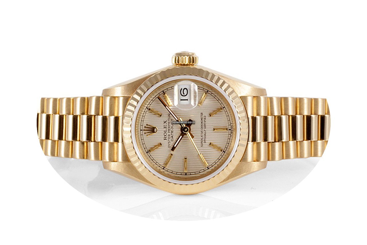 Rolex Ladies President 18k Tapestry Stic...