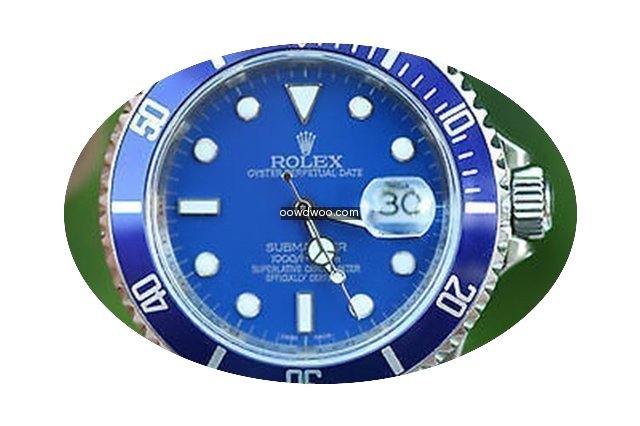 Rolex Mens Blue Submariner Stainless Ste...
