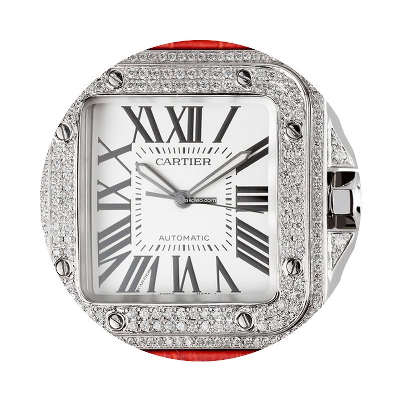 Cartier Santos 100 Large Diamond Set Red...