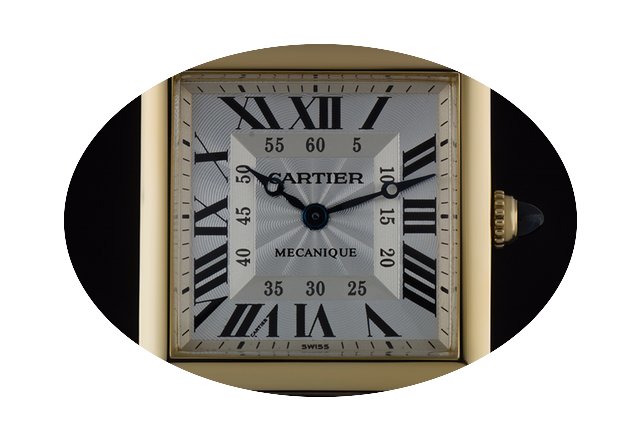 Cartier 18k Yellow Gold Silver Guilloche...