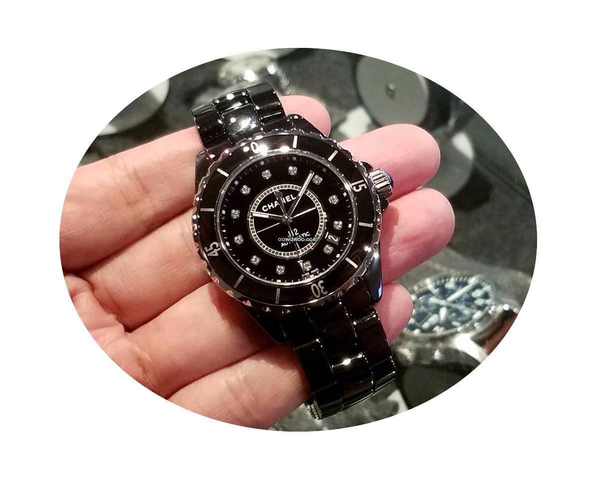 Chanel H1626 J12 Black with Diamonds 38m...