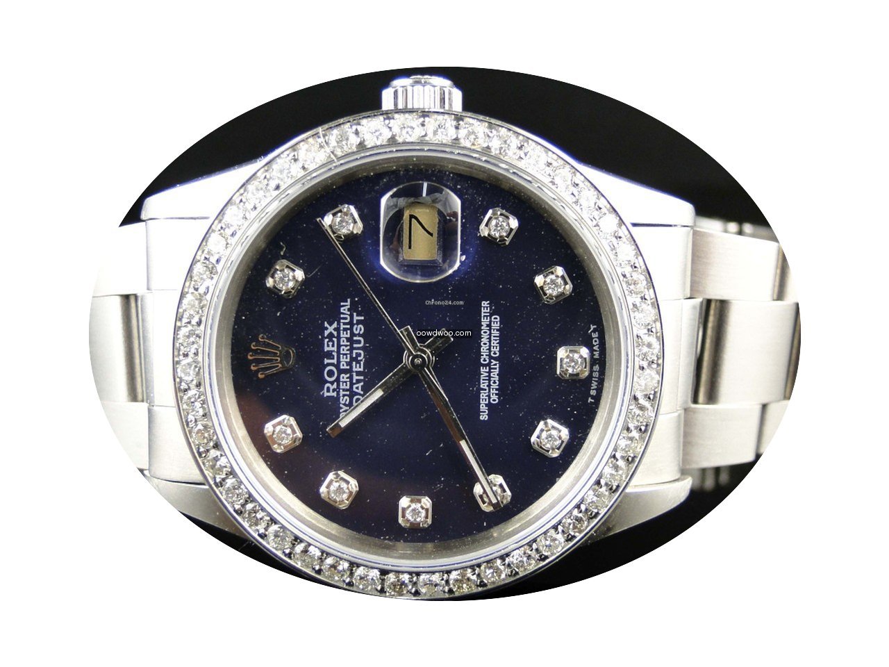 Rolex Mens Rolex Datejust Blue Dial Genu...