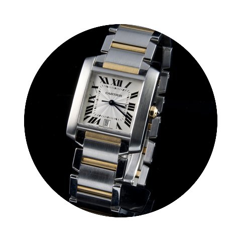 Cartier tank francaise stell and gold au...
