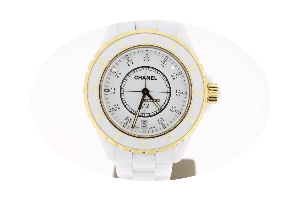 Chanel J12 WhiteCeramic/RoseGold Diamond...