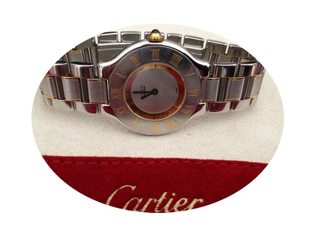 Cartier Must 21 Gold Steel Roman Bezel L...