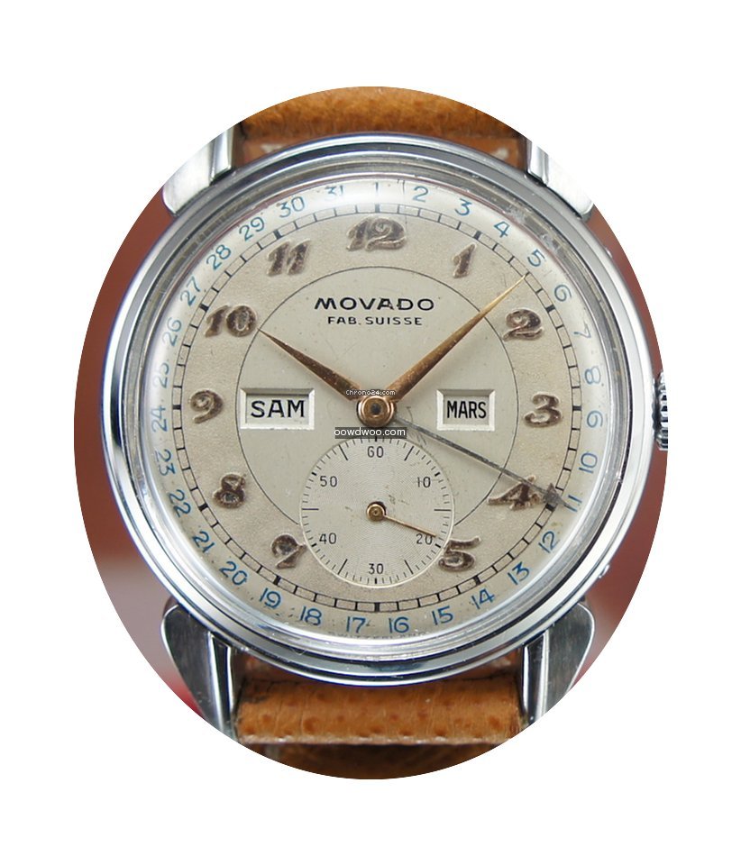 Movado Triple Date Breguet Dial Rare Vin...
