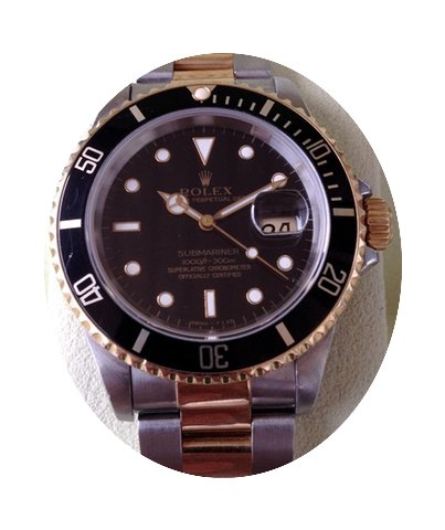 Rolex Oyster Submariner Gold Steel Black...