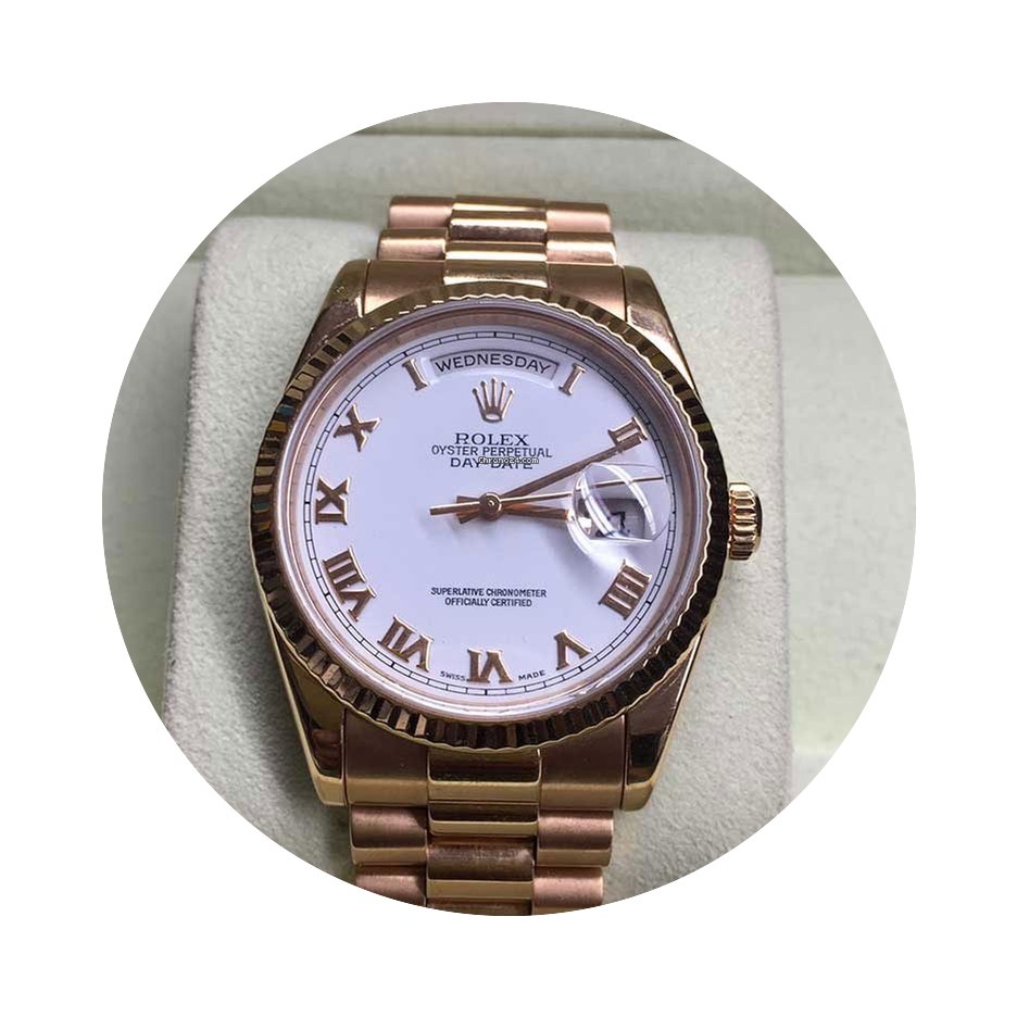 Rolex Day-Date 36 18K Everose Gold/White...