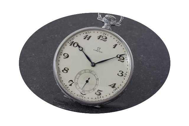 Omega Lepine Taschenuhr Edelstahl Handau...