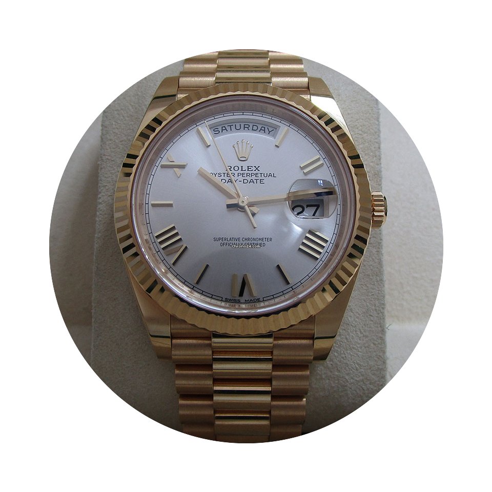 Rolex Day-Date 40 Silver Faceted Roman D...