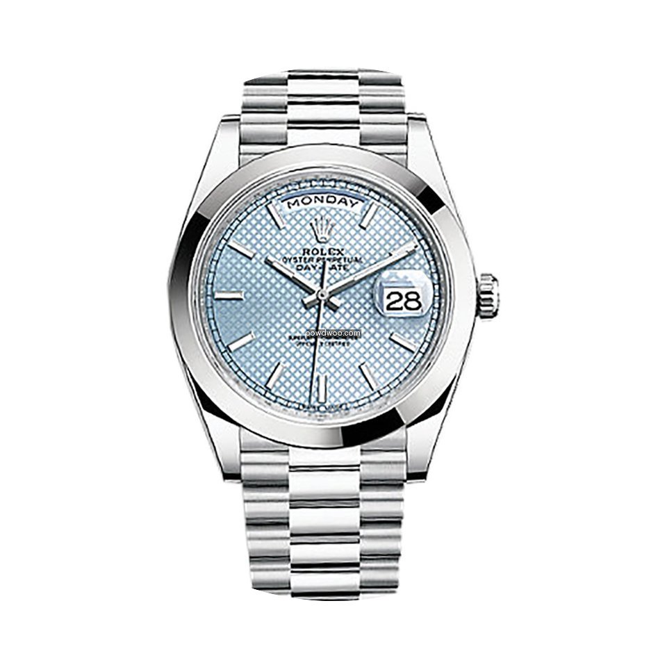 Rolex Day-Date 40 Platinum Ice Blue Diag...
