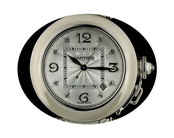 Cartier 18k W/G Silver Diamond Dial Ladi...
