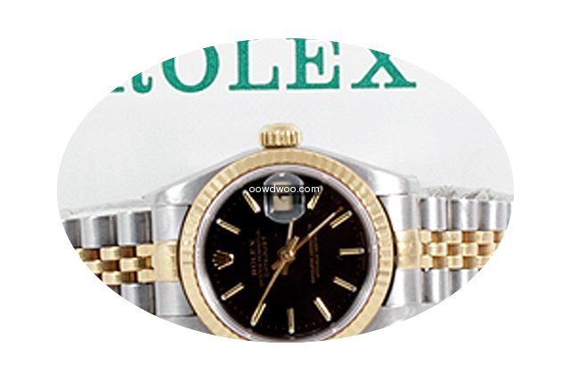 Rolex Ladies 18K/SS Datejust - Black Sti...