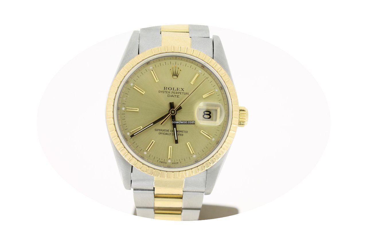 Rolex Date Steel/Gold 34mm (BOX1991) Gol...