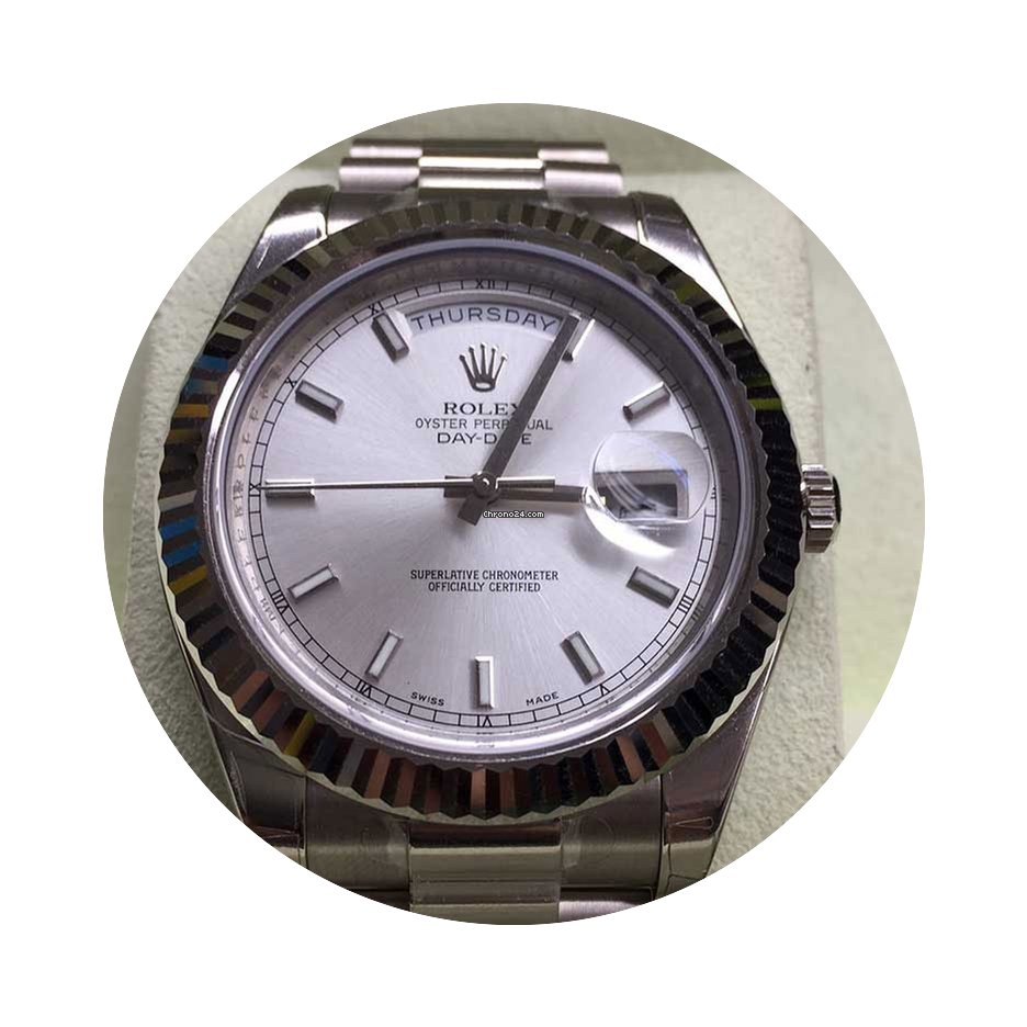 Rolex Day-Date II White Gold/Silver Inde...