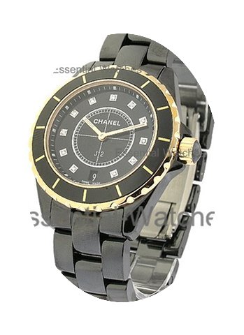 Chanel Black with Yellow Gold Trim J12 3...